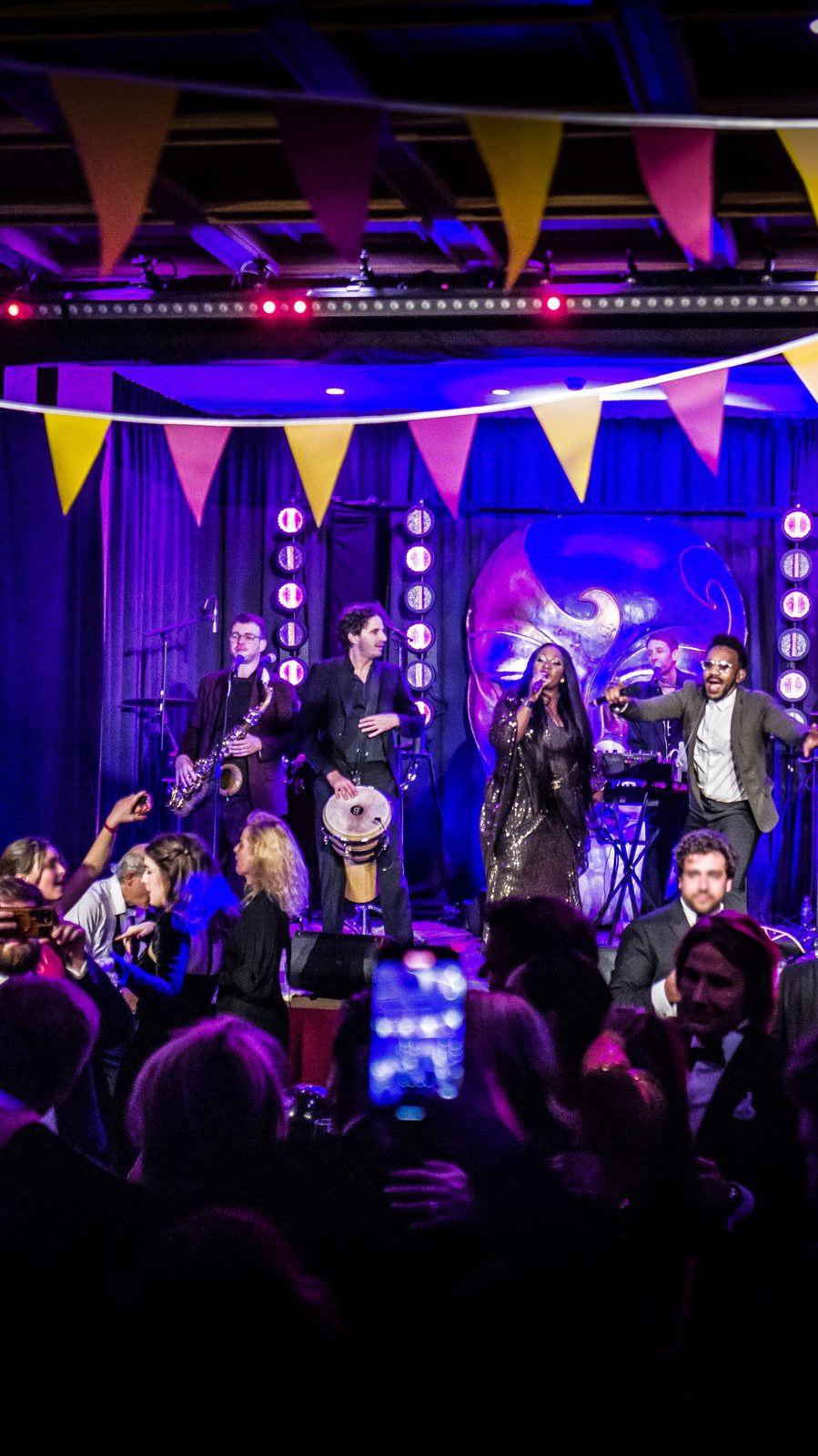 Dora Live Band performing at the Gstaad Palace New Year's Eve Venetian night, Switzerland