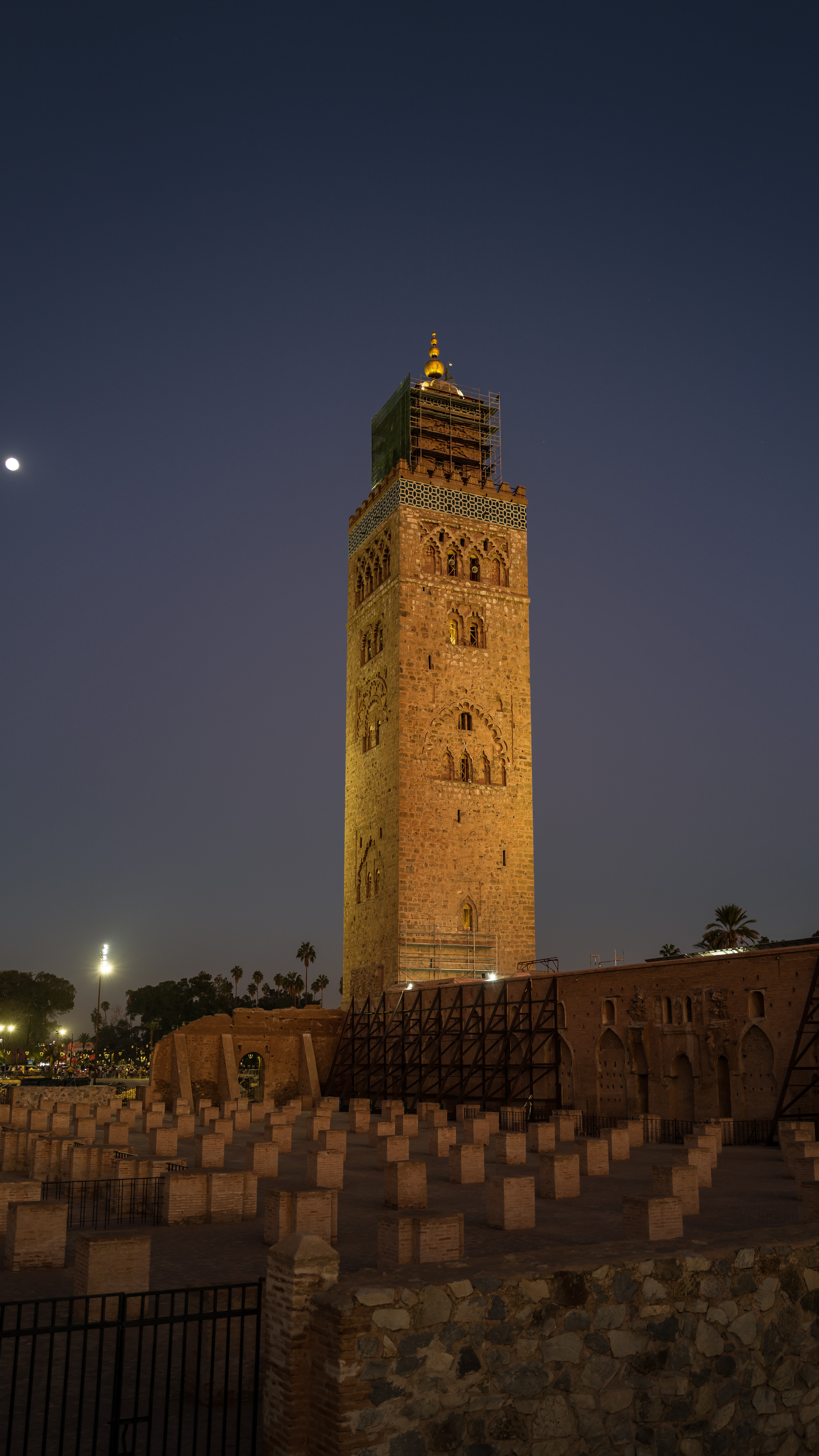 Koutoubia minaret at dusk, Marrakech, Morocco