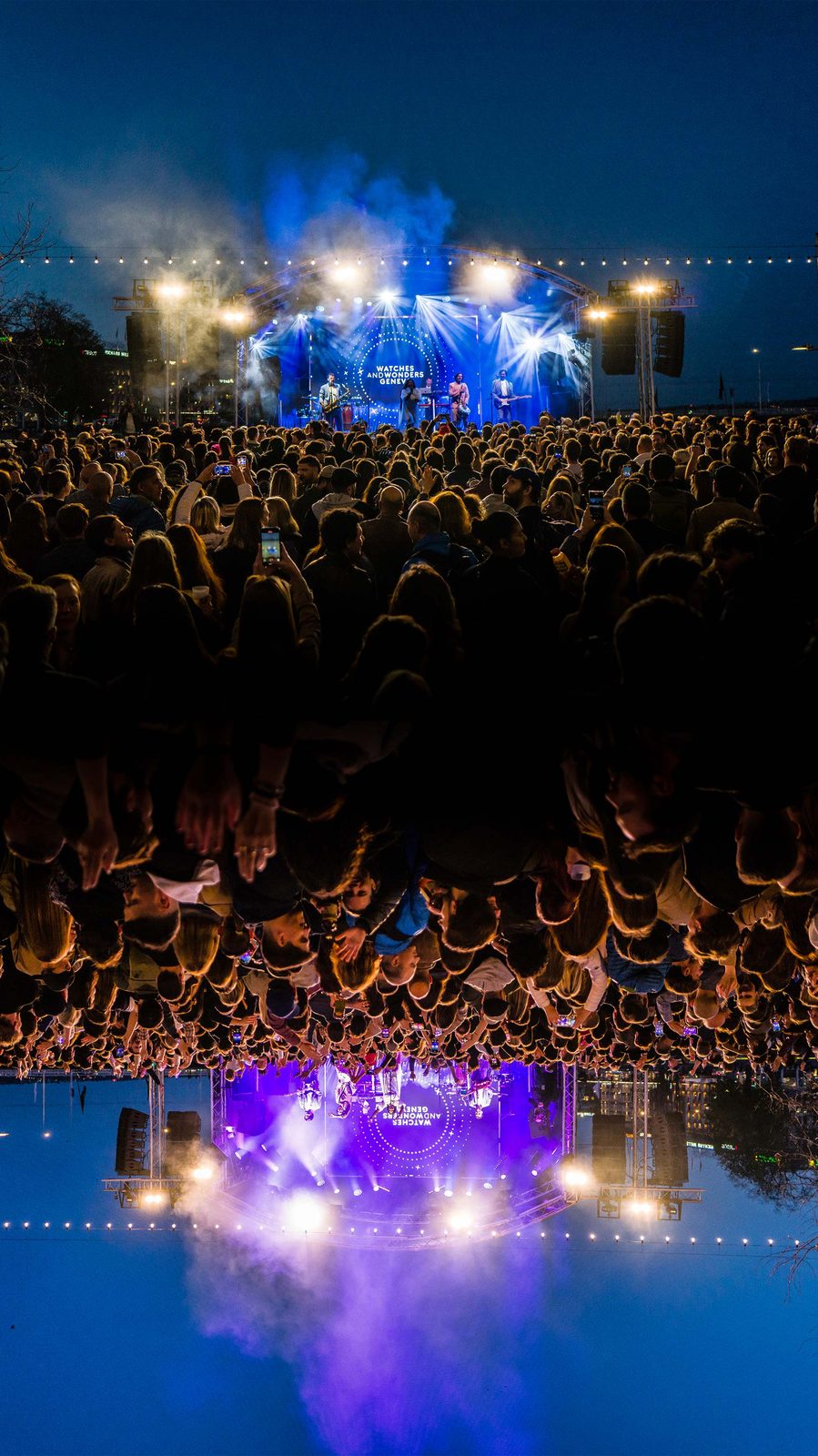 Dora Live Band on stage at the Watches and Wonders Geneva lakeside concert, Switzerland